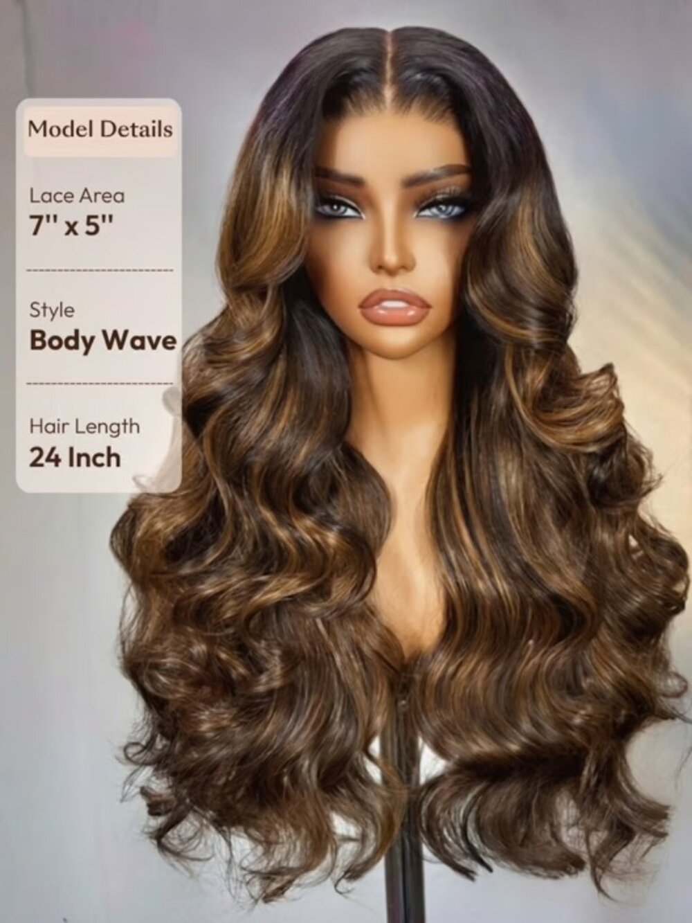 UNice 7x5 Bye Bye Slip Balayage Highlight Body Wave Wig w/ Curtain Bangs